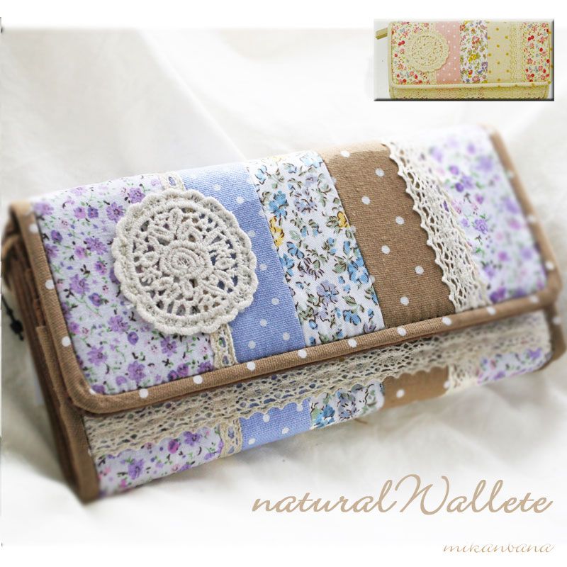 Handmade Japan Floral Patchwork Lace Checkbook Vintage Leather Bifold Wallet | eBay
