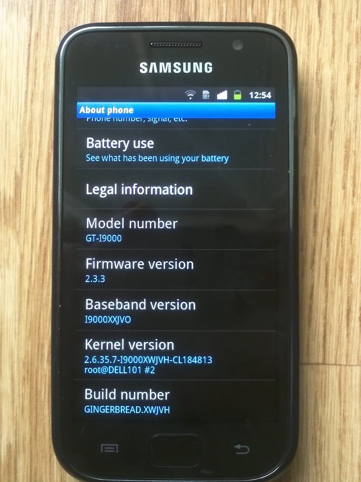   Samsung i9000 - Galaxy S  (GINGERBREAD 2.3.3)   I9000JPJV6