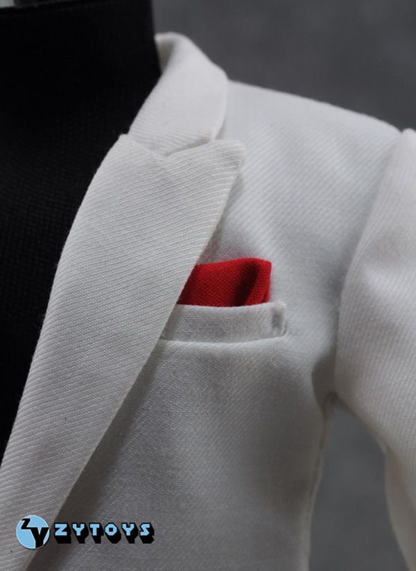 white suit red shirt