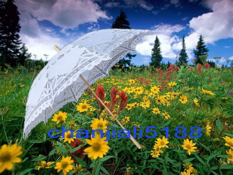 Battenburg white Lace Parasol Umbrella Wedding Bridal AAA