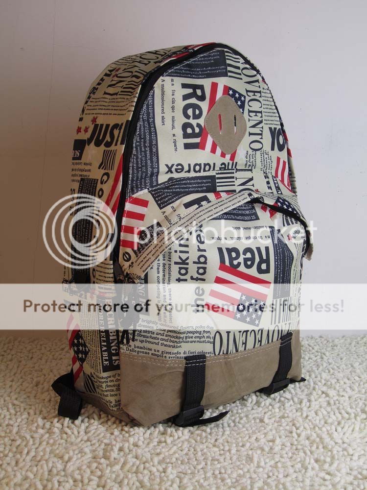 Japan Sweet Style Campus Bag Newspaper USA Flag Map Backpack Fashion 