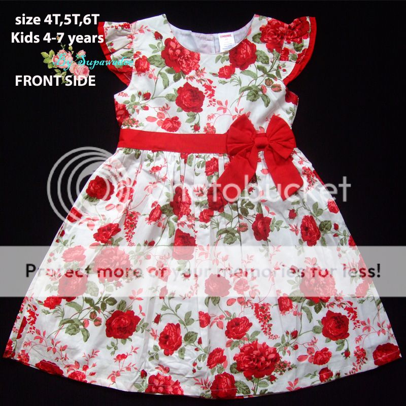 Gymboree Floral Baby Girls White Dress Red Rose Flower Kid 5 7 Years
