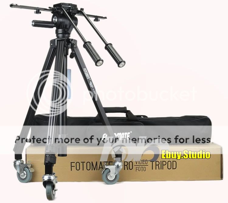   Tripod Kit Hydraulic Fluid Head And Wheels For Canon Nikon Sony  