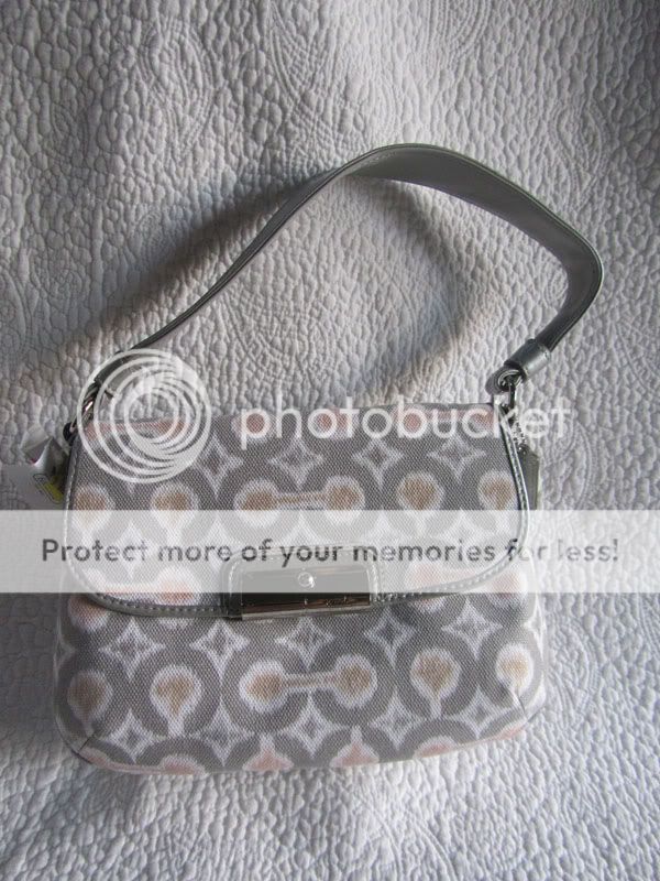 NEW COACH 45376 KRISTIN IKAT TOP HANDLE POUCH BAG PURSE GREY HANDBAG $ 