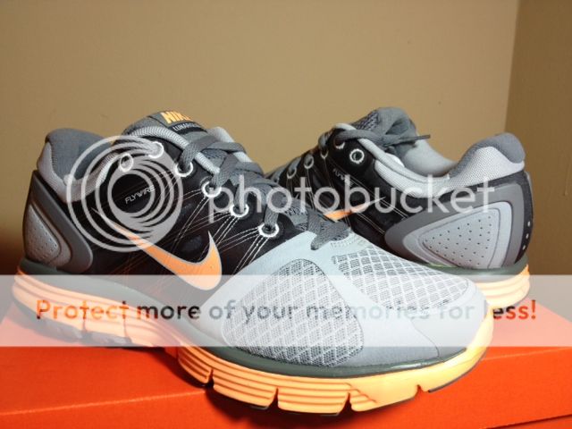 2011 Womens Nike Lunarglide + 2 SZ 8.5 Wolf Grey Peach White  